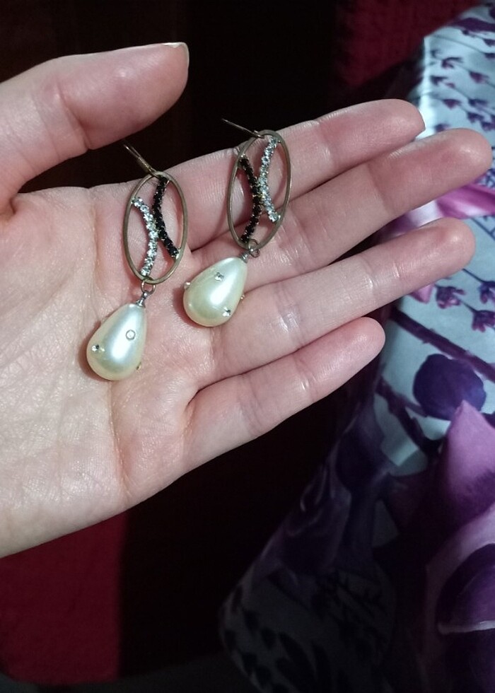 İncili şık küpe  - Görsel 2