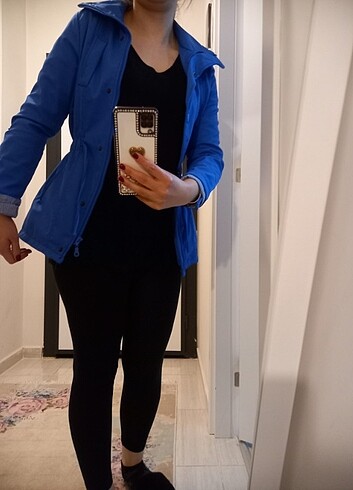 Mavi renk trençkot  - Görsel 6