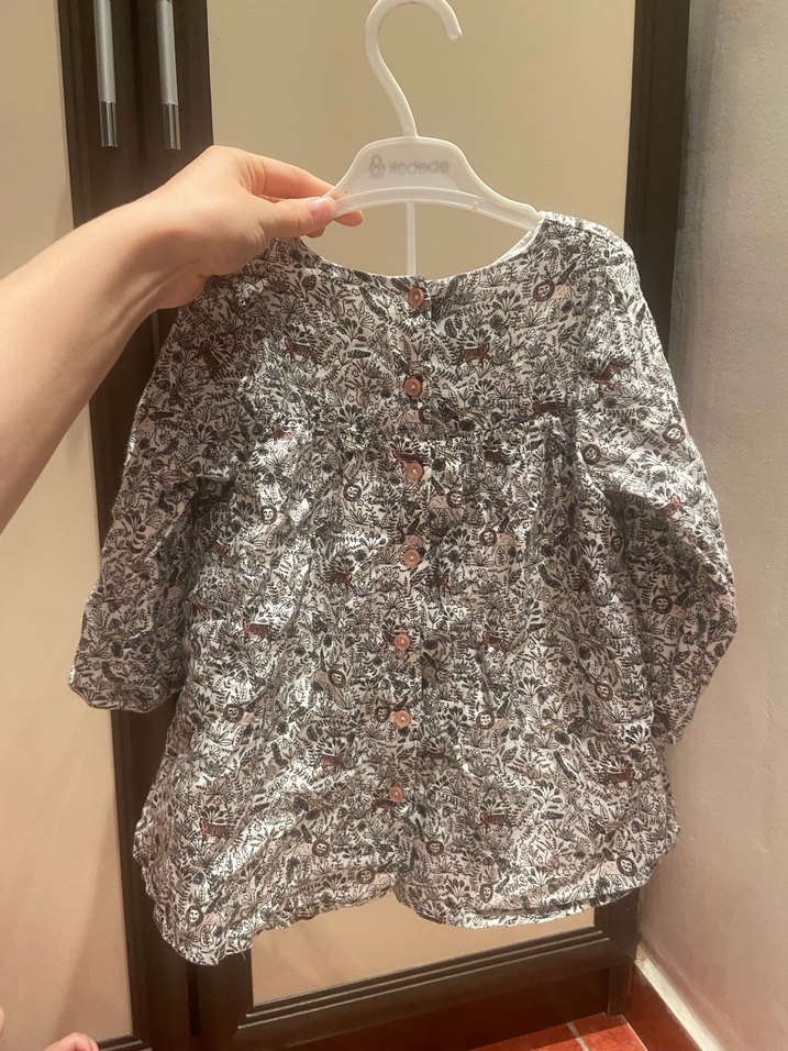 Gri Desenli Bol Kesim Hamile Bluzu - Görsel 3