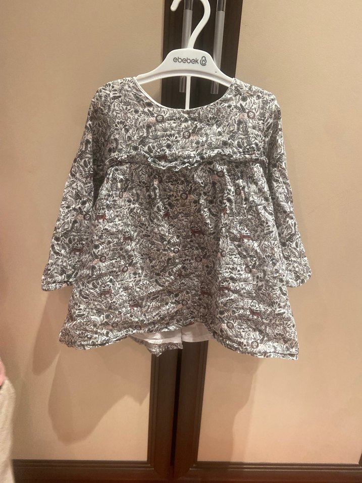 Gri Desenli Bol Kesim Hamile Bluzu - Görsel 2