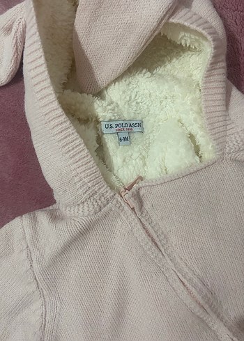 6 Ay Beden pembe Renk Pembe Örgü Bebek Kız Tulumu Kulaklı Kapüşon