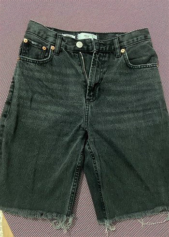 Gri Midi Denim Kadın Şort
