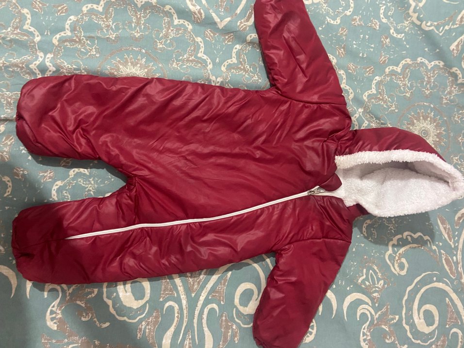 Bordo Kapüşonlu Bebek Tulumu - Görsel 2