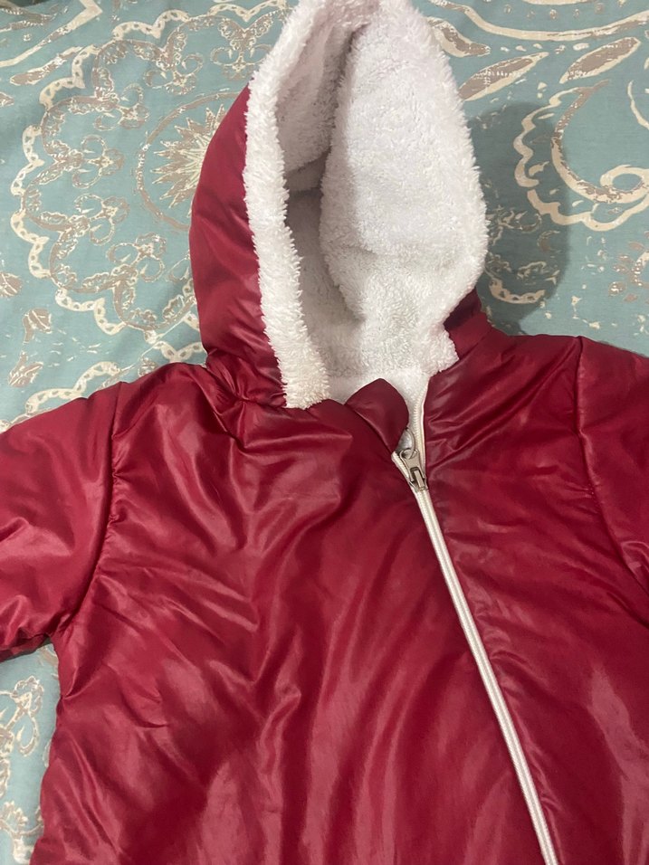 Bordo Kapüşonlu Bebek Tulumu - Görsel 3