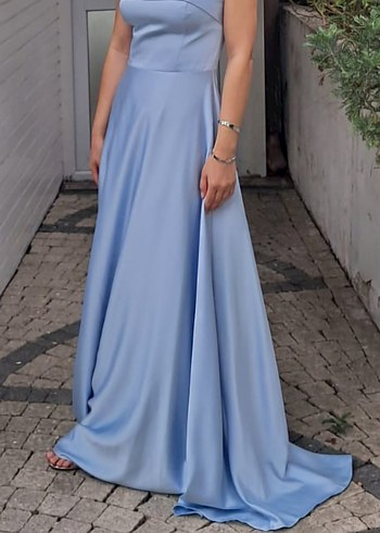 Mavi Straplez Uzun Abiye Elbise - Görsel 2