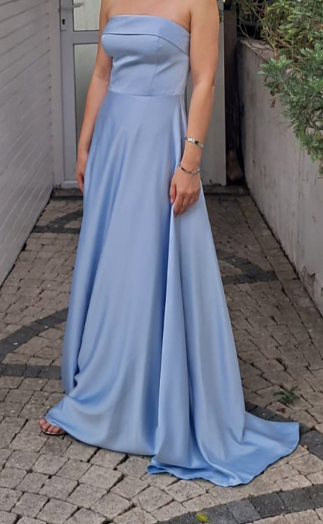 Mavi Straplez Uzun Abiye Elbise - Görsel 2