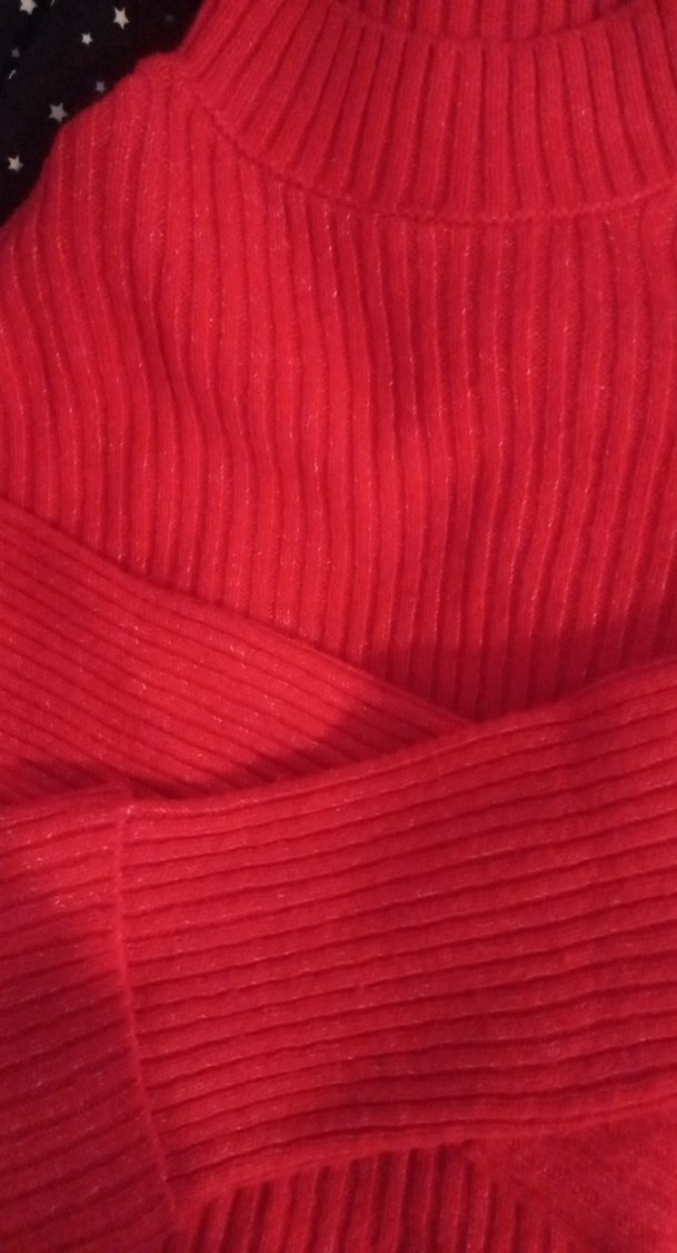 Kırmızı Kadın Boğazlı Örgü Kazak - Görsel 2