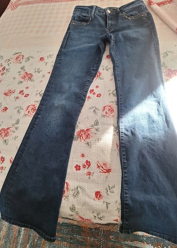 Kadın Lacivert ispanyol paça pantolon - Görsel 2