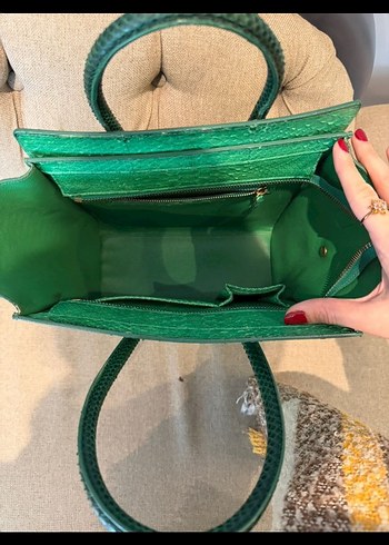 Celine Grass Green Python Tote Bag - Görsel 3