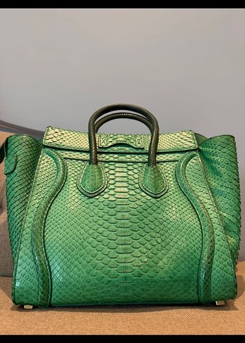 Celine Grass Green Python Tote Bag - Görsel 2