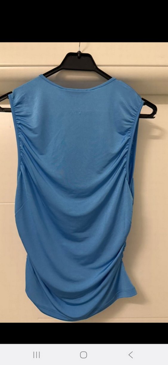 Mavi Drapeli V Yaka Kolsuz Bluz - Görsel 2