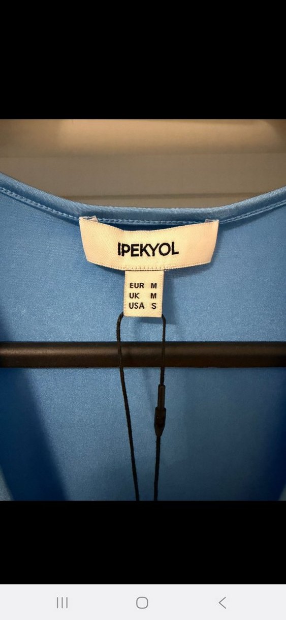 Mavi Drapeli V Yaka Kolsuz Bluz - Görsel 3