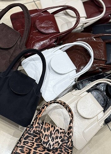 Kroko leopar süet mini çanta 