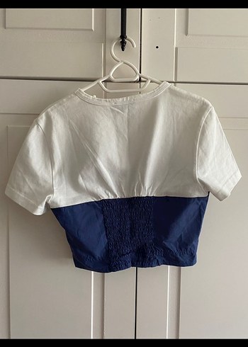 Twist Mavi Beyaz Kısa Crop Top