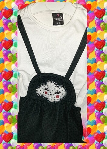 SELFIE KİDS /SİYAH SALOPET ETEK-BEYAZ BLUZ /5-6YAŞ - Görsel 2