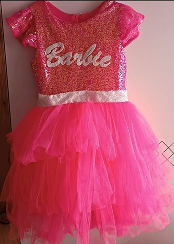 BARBİE LOGOLU-PAYETLİ ELBİSE-7Y