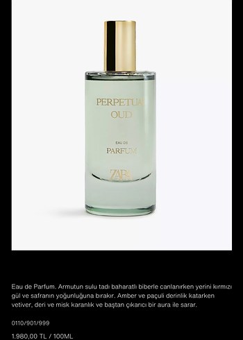 Beden Zara Perpetual Oud Kadın Parfümü 80 ml