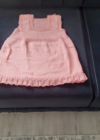 Kız Çocuk Pembe Örgü Kolsuz Süveter - Görsel 8