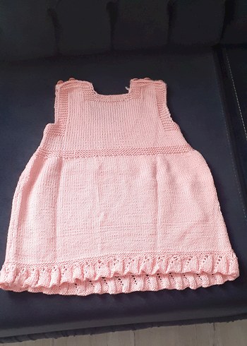 Kız Çocuk Pembe Örgü Kolsuz Süveter - Görsel 7