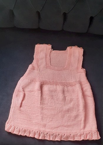 Kız Çocuk Pembe Örgü Kolsuz Süveter - Görsel 3