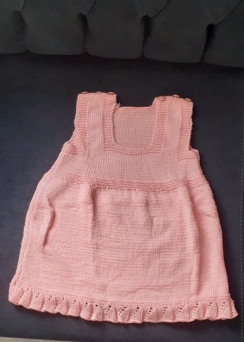 Kız Çocuk Pembe Örgü Kolsuz Süveter - Görsel 2