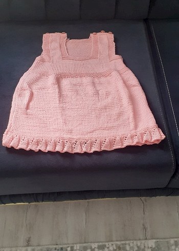 Kız Çocuk Pembe Örgü Kolsuz Süveter - Görsel 5