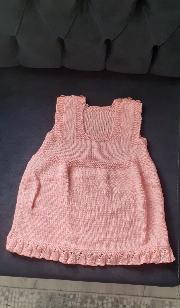 Kız Çocuk Pembe Örgü Kolsuz Süveter - Görsel 2