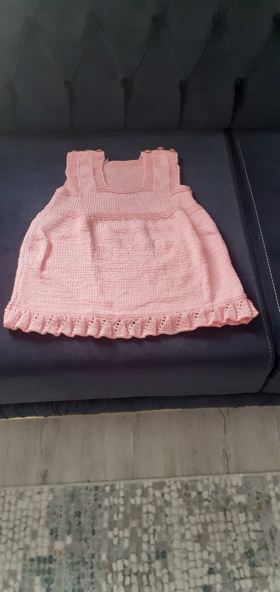 Kız Çocuk Pembe Örgü Kolsuz Süveter - Görsel 5