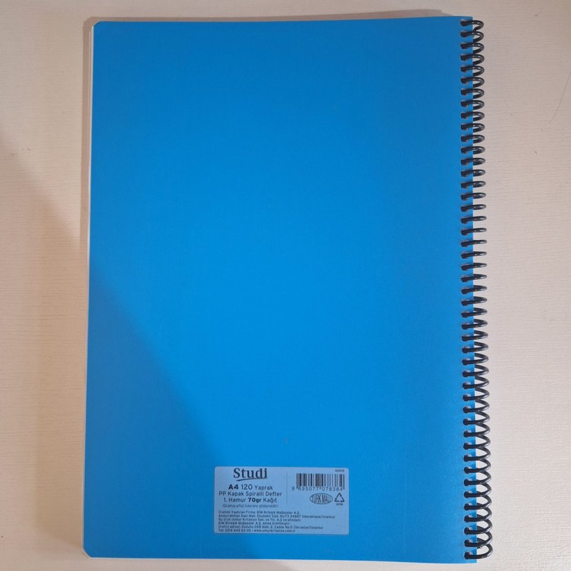 Mavi Spiralli Studi A4 Defter 120 yaprak 1.hamur 70 gr - Görsel 2