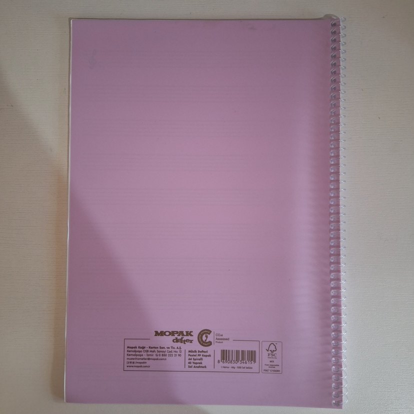 Pembe Spiralli Müzik Defteri A4 40 sayfa - Görsel 2