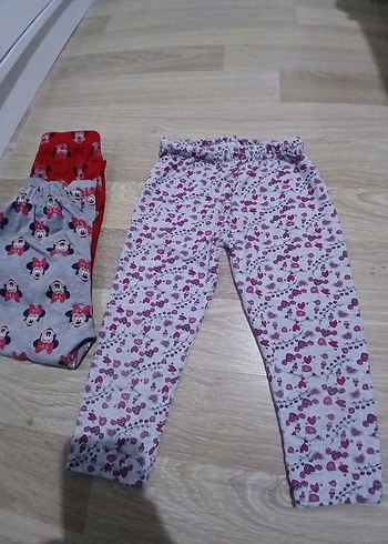 3 lü Kız Çocuk Renkli Baskılı Pamuk Tayt penye kumaş - Görsel 5