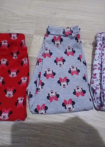 3 lü Kız Çocuk Renkli Baskılı Pamuk Tayt penye kumaş - Görsel 2