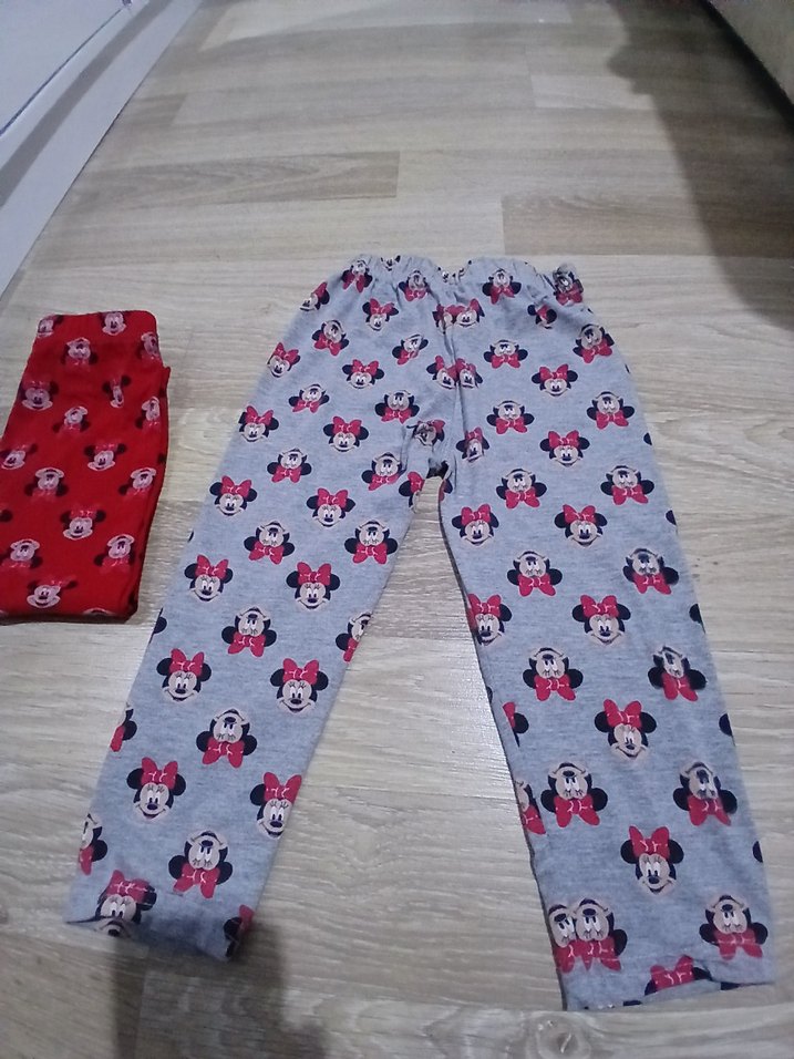 3 lü Kız Çocuk Renkli Baskılı Pamuk Tayt penye kumaş - Görsel 4