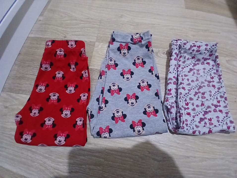 3 lü Kız Çocuk Renkli Baskılı Pamuk Tayt penye kumaş - Görsel 2