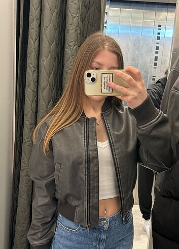 Pull and Bear Pull&Bear Cepli Suni Deri Bomber Ceket