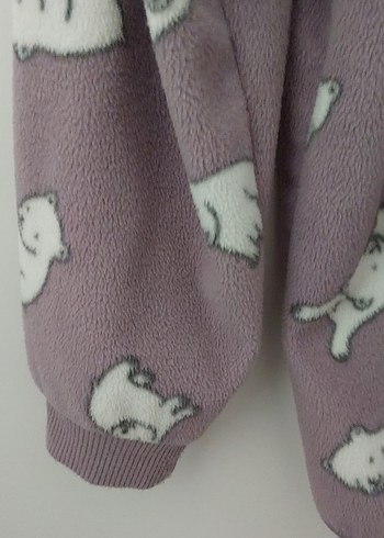 Kız Çocuk Gri Desenli Peluş Ceket - Görsel 3