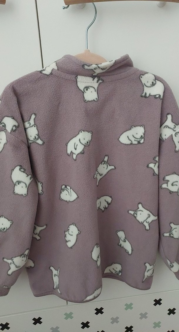 Kız Çocuk Gri Desenli Peluş Ceket - Görsel 4