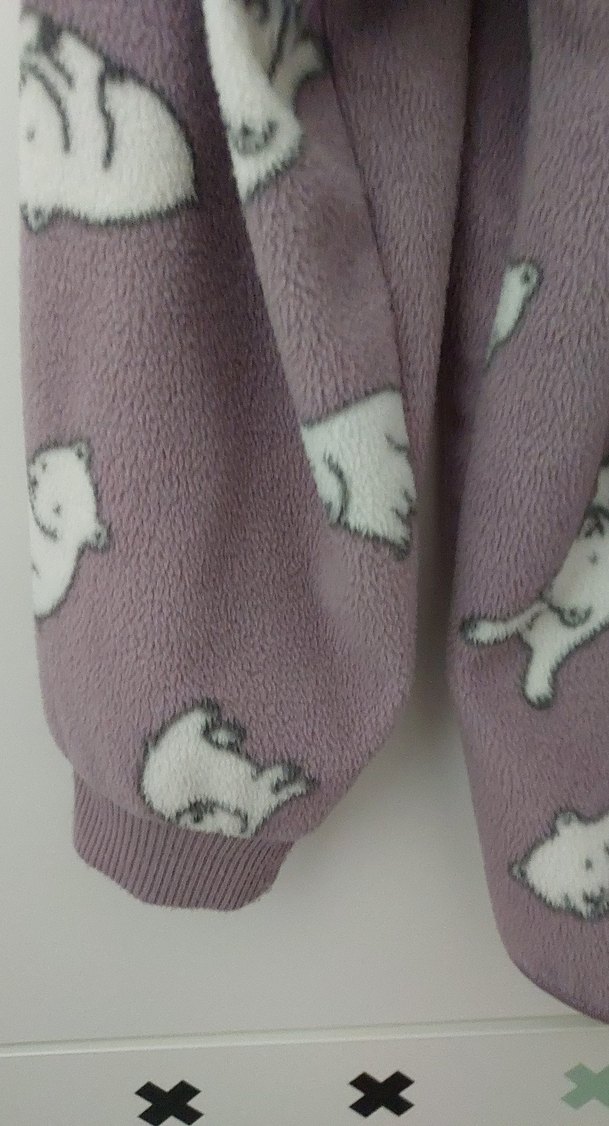 Kız Çocuk Gri Desenli Peluş Ceket - Görsel 3