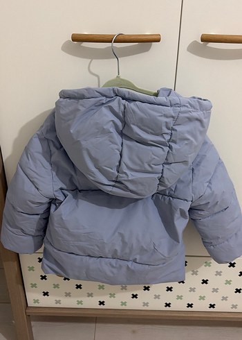 Kız Çocuk mavi Kapüşonlu Fermuarlı Mont - Görsel 2