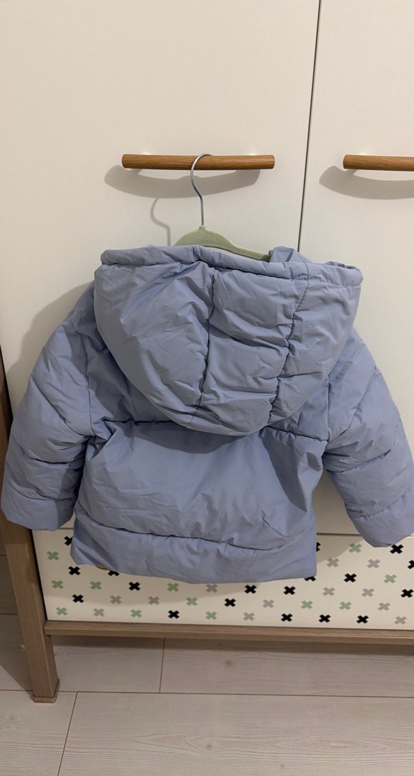 Kız Çocuk mavi Kapüşonlu Fermuarlı Mont - Görsel 2