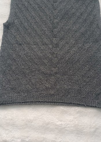 Gri V Yaka Triko Kadın Süveter - Görsel 2