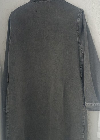 Gri Düğmeli Kadın kot Ceket - Görsel 2