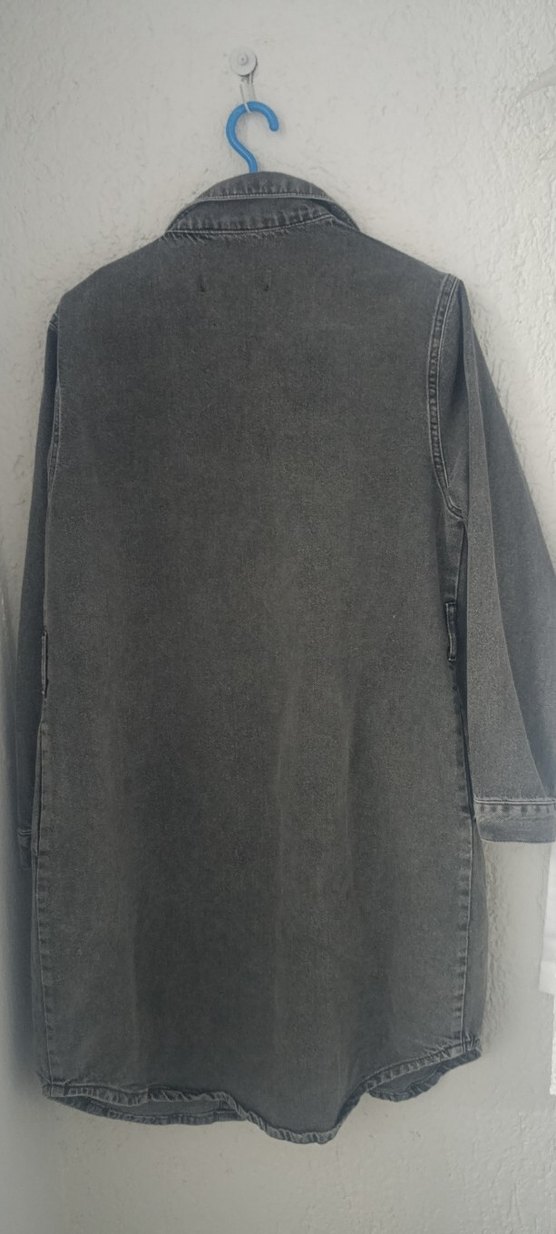 Gri Düğmeli Kadın kot Ceket - Görsel 2