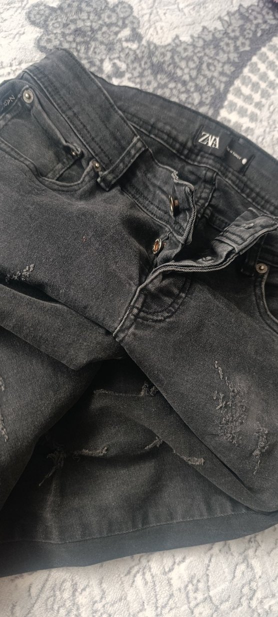 Gri Yırtık Detaylı pantolon - Görsel 3