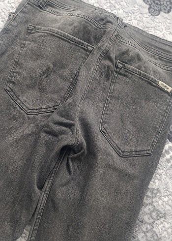 Gri Yırtık Düğmeli erkek Kot Pantolon - Görsel 3