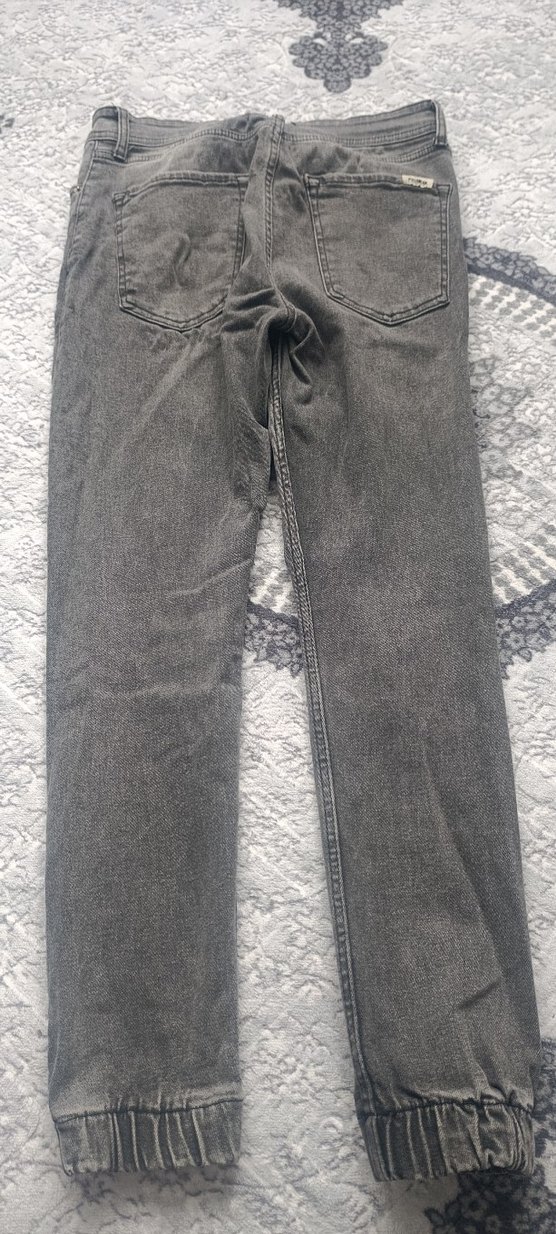 Gri Yırtık Düğmeli erkek Kot Pantolon - Görsel 2