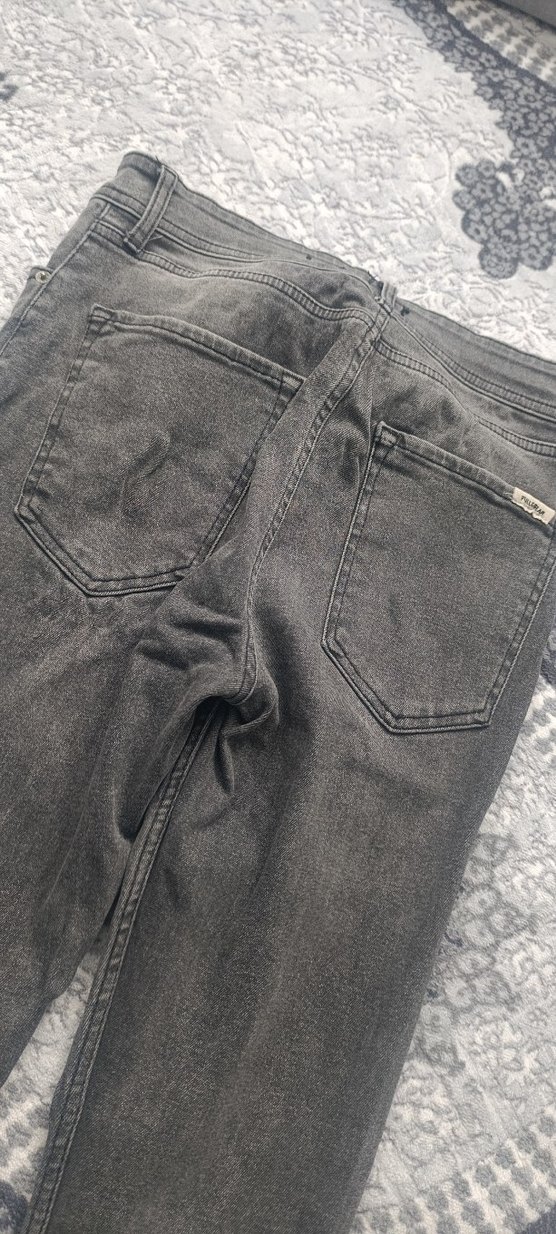 Gri Yırtık Düğmeli erkek Kot Pantolon - Görsel 3