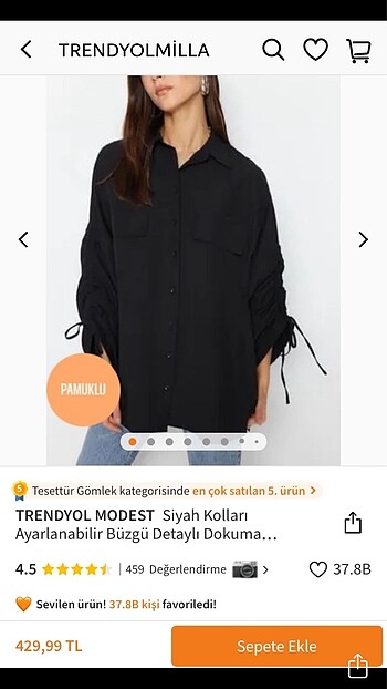 Trendyol kolu bağlamalı siyah gömlek