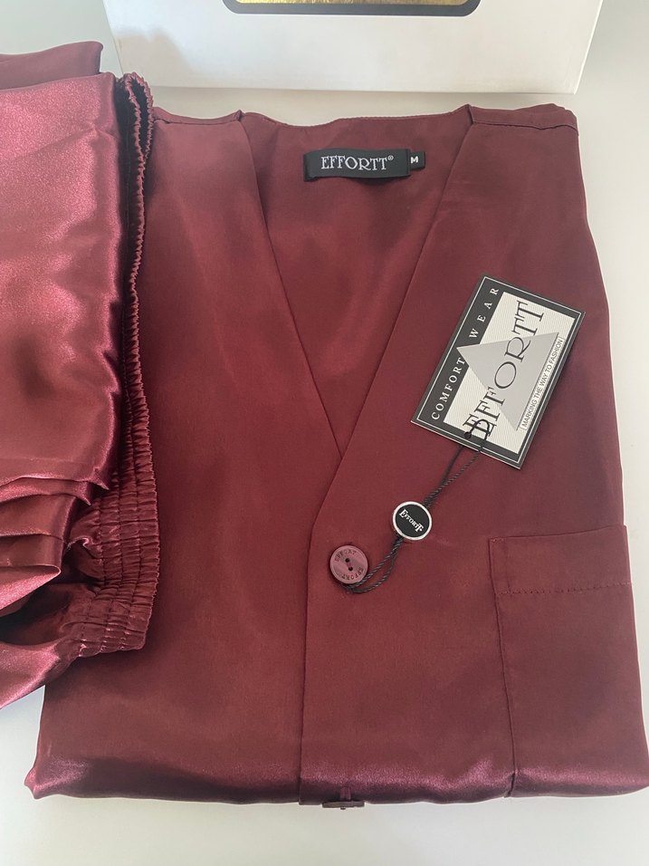 Erkek Bordo ve gri Kısa Kollu Düğmeli pijama takımı - Görsel 2