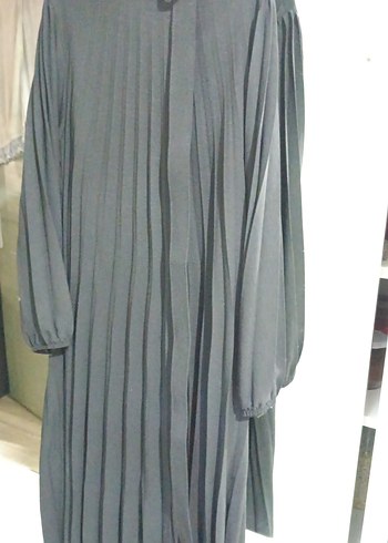 Uzun Kollu Piliseli Siyah Uzun Elbise - Görsel 2